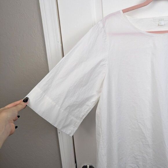 COS | White Crisp Cotton Short Sleeve Blouse Size US 8 - Picture 4 of 7